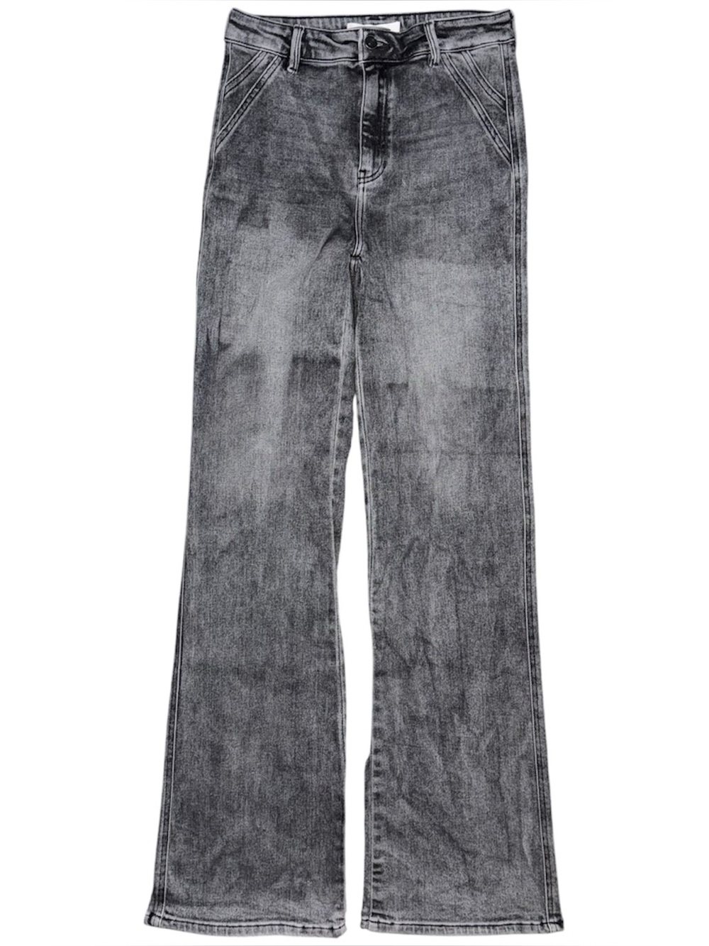 KanCan Misty Ultra High Rise Flare Light Gray Jeans Sz 7 / 27 x 34 Stretch Denim